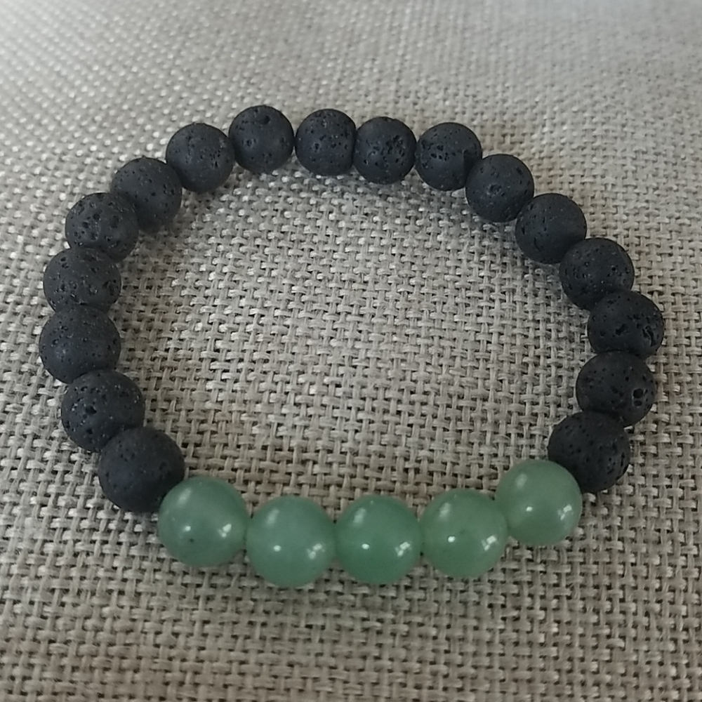 Green Aventurine Lava Bead Bracelet